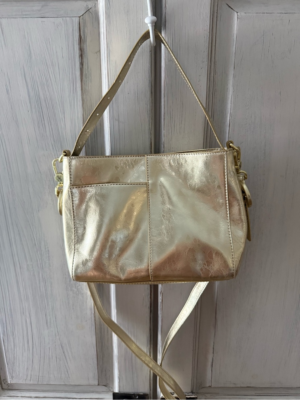 HOBO Metallic Gold Leather Crossbody Bag